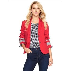 GAP The ACADEMY BLAZER Red Gray Striped Lined Women's Size 4 K51